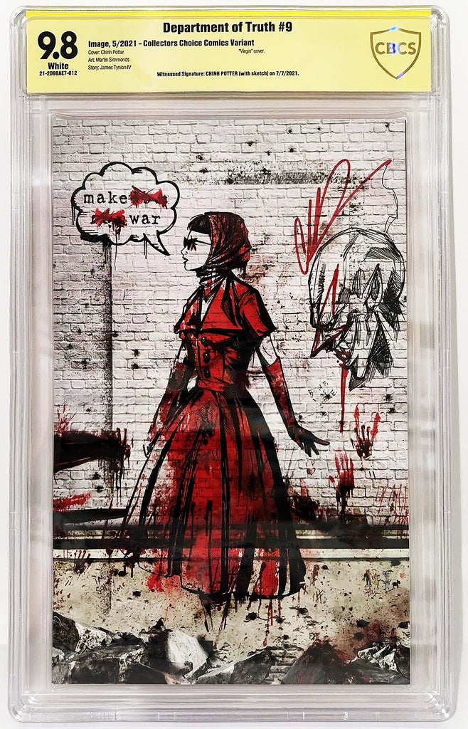 THE DEPARTMENT OF TRUTH #9 CBCS 9.8 SIGNED & REMARKED Chinh Potter "BANKSY" Homage Variant Cover