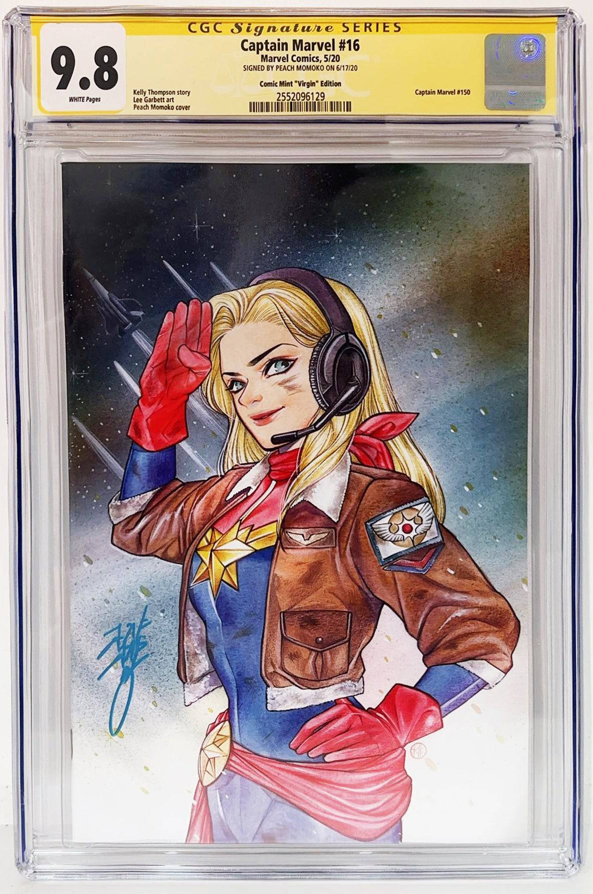 CAPTAIN MARVEL #16 CGC 9.8 SIGNED Peach Momoko Virgin Variant LTD